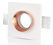 Charger l'image dans la galerie, SPOT CARRE EN PLATRE ENCASTRE GU10 BLANC + ROSE GOLD . V-TAC