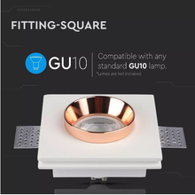 Charger l'image dans la galerie, SPOT CARRE EN PLATRE ENCASTRE GU10 BLANC + ROSE GOLD . V-TAC